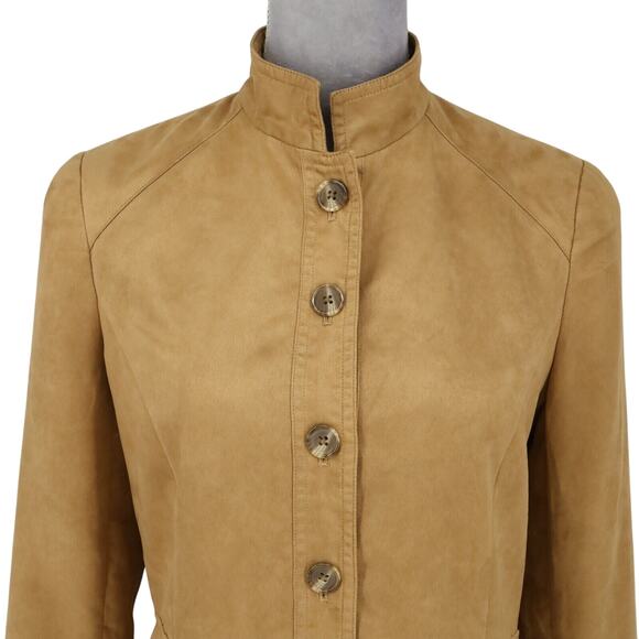 Coldwater Creek Jacket Womens 4 Rust Brown Microsuede Lined Blazer Button Up - Picture 8 of 16